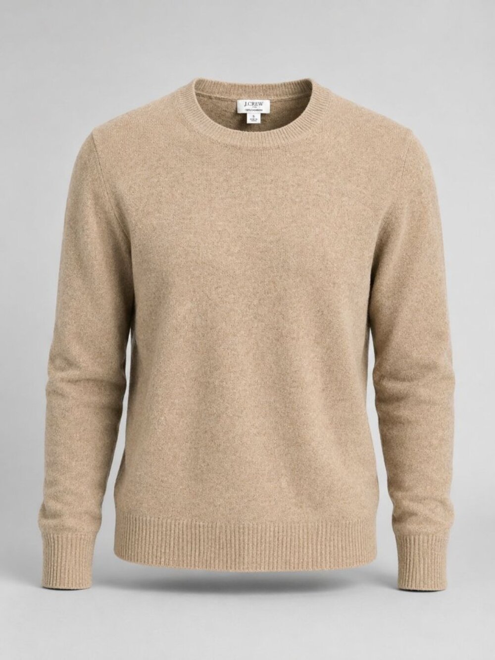 J Crew Womens Small Crewneck Sweater Wheat Beige Extra Soft